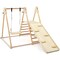 Natural Wood 5-in-1 Jungle Gym with Swing, Slide, Climbing Ramp and Foldable Design